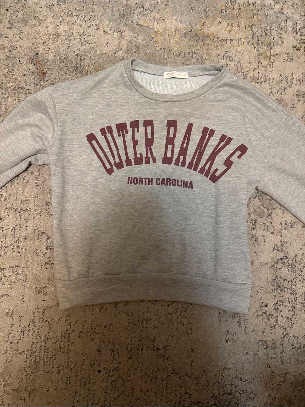Rue21 Gray Crewneck Sweatshirt with Maroon "Outer Banks" Graphic